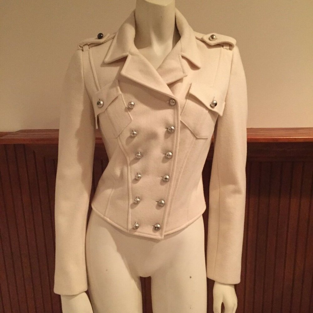Vertigo White 6 Button Double Breasted Blazer - Size: Small